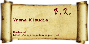 Vrana Klaudia névjegykártya